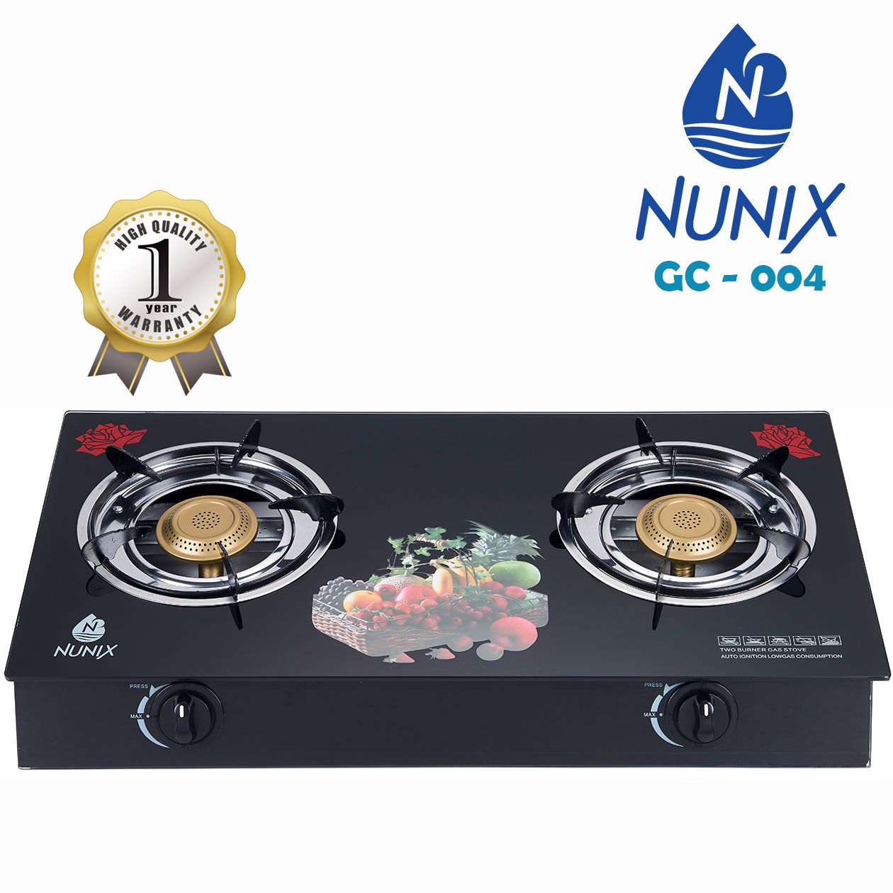 Nunix 2 burner glass table cooker